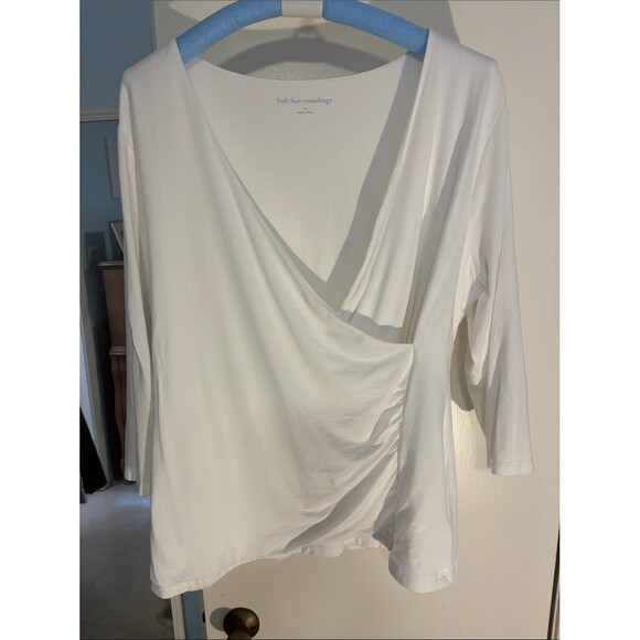Soft Surroundings Tops - Soft Surroundings White Wrap-Style V-Neck Top